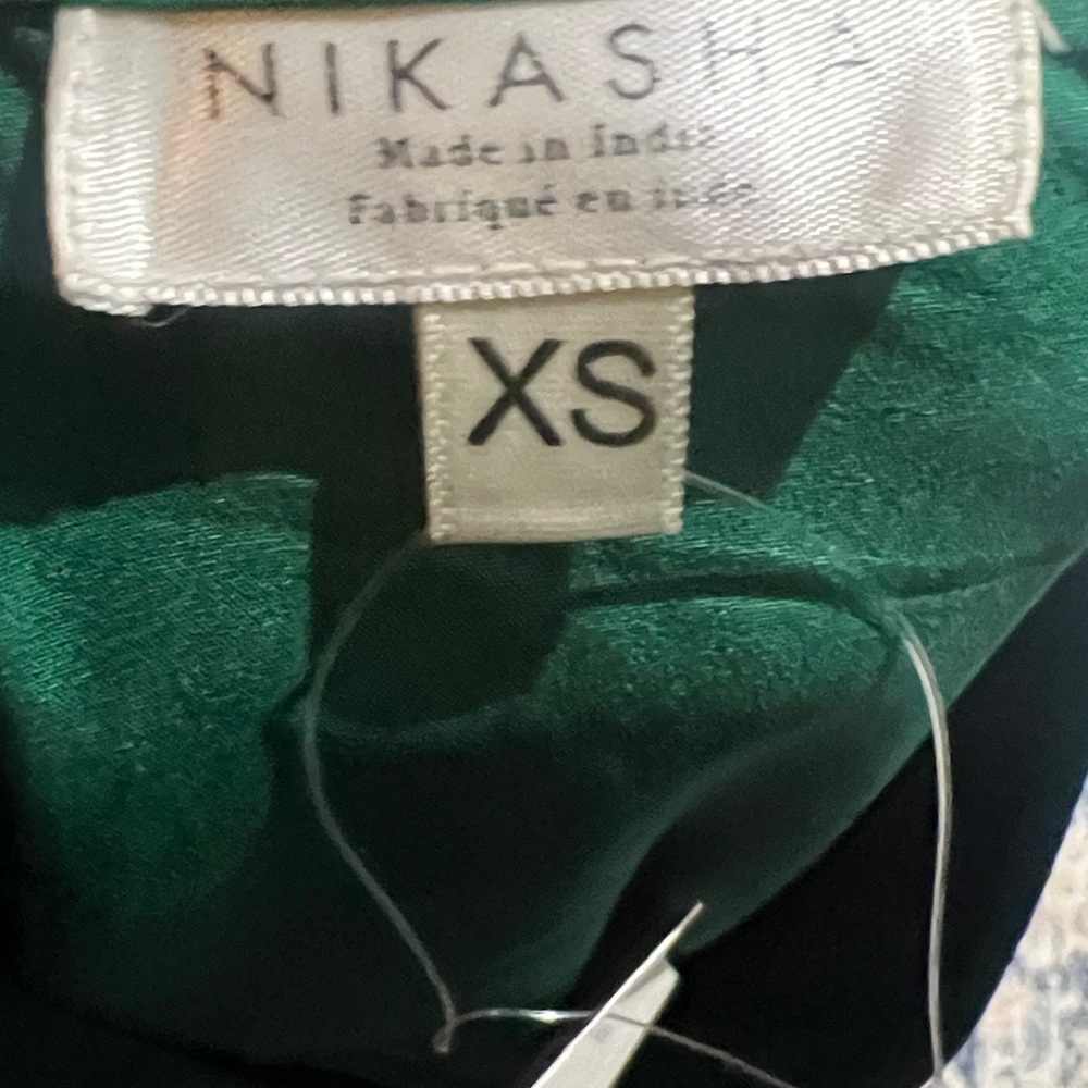 Anthropologie Nikasha Embroidered Satin midi V neck Dress autumn wedding guest - Picture 9 of 14